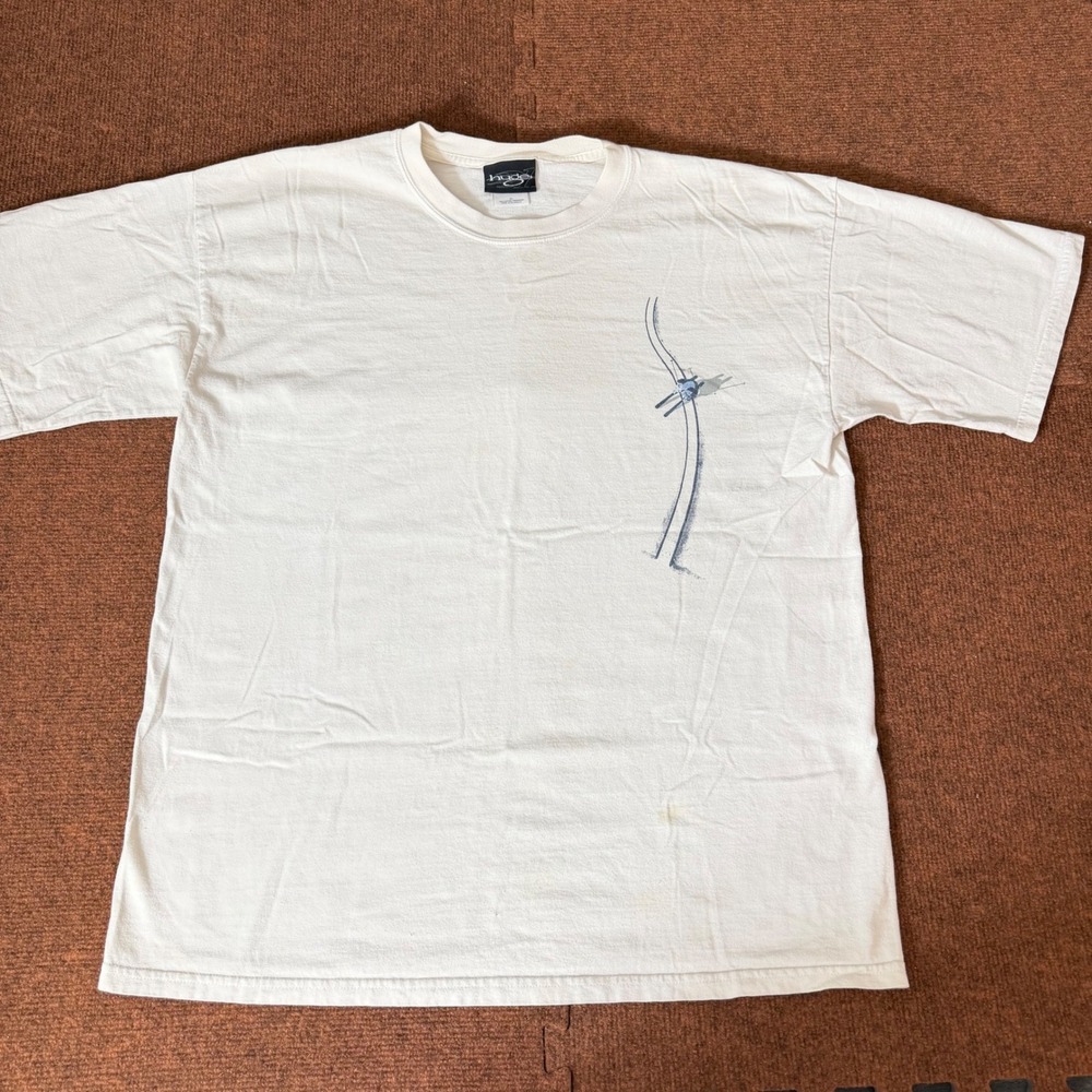 Huge Skier Graphic T-Shirt Mens XL Cream Off-White Cotton Short Sleeve Ski Tee